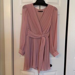 Zara Blush Pink Pleated Wrap Dress